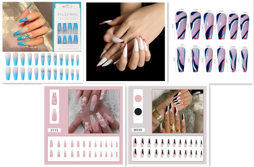 Long Ballet Fake Nails Nail Stickers